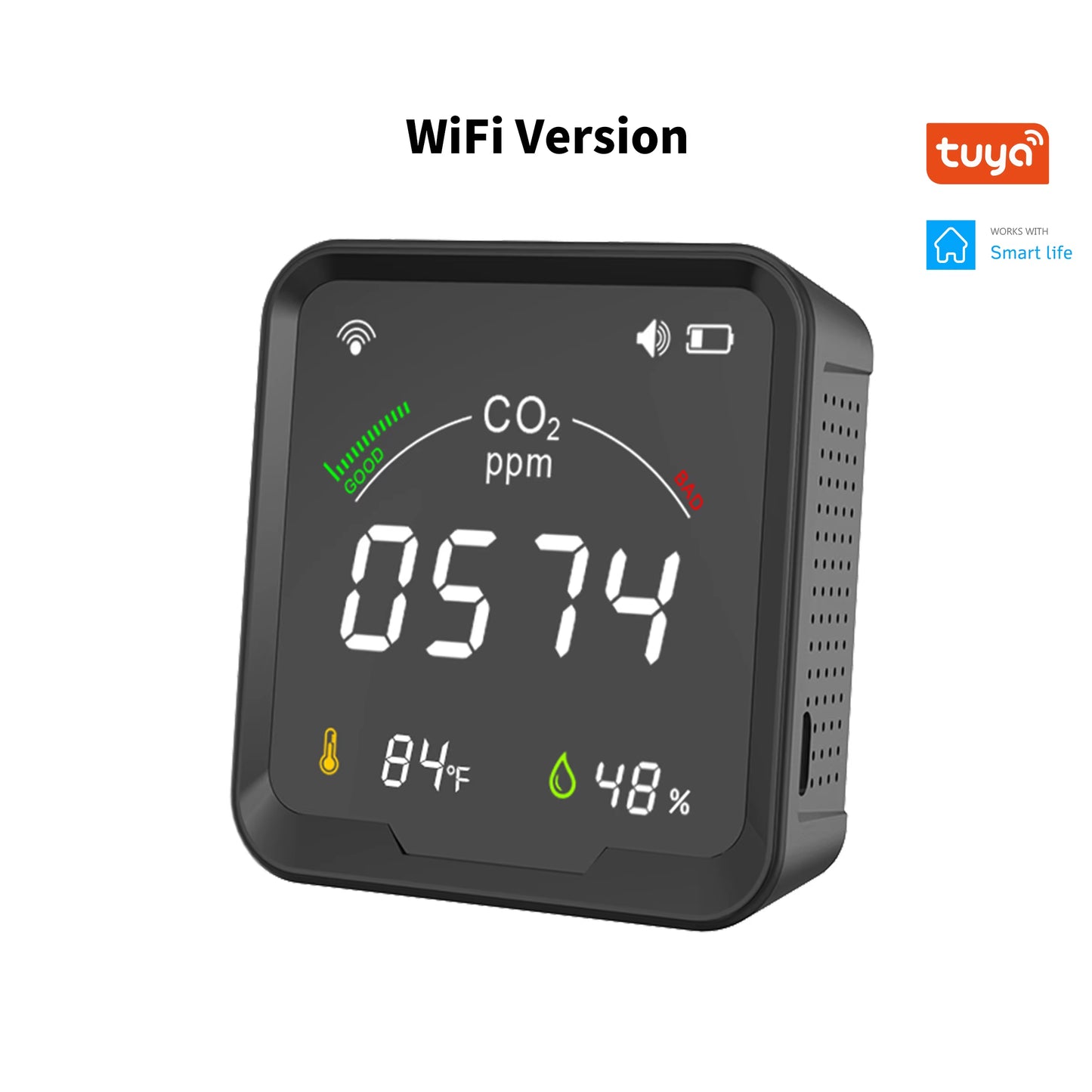 Tuya Smart Wifi CO2 Detector Digital Carbon Dioxide Monitor Indoor Air Quality Monitoring Temperature Humidity Sensor