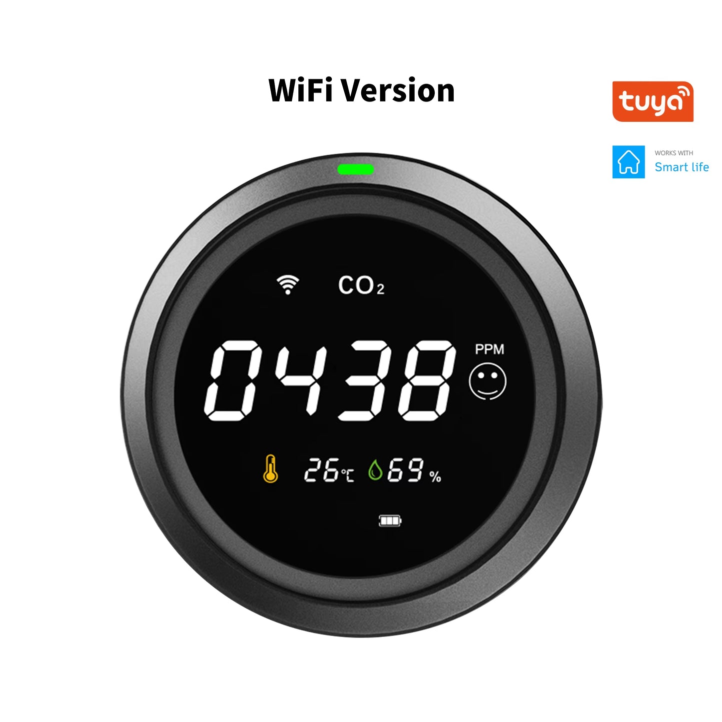 Tuya Smart Wifi CO2 Detector Digital Carbon Dioxide Monitor Indoor Air Quality Monitoring Temperature Humidity Sensor
