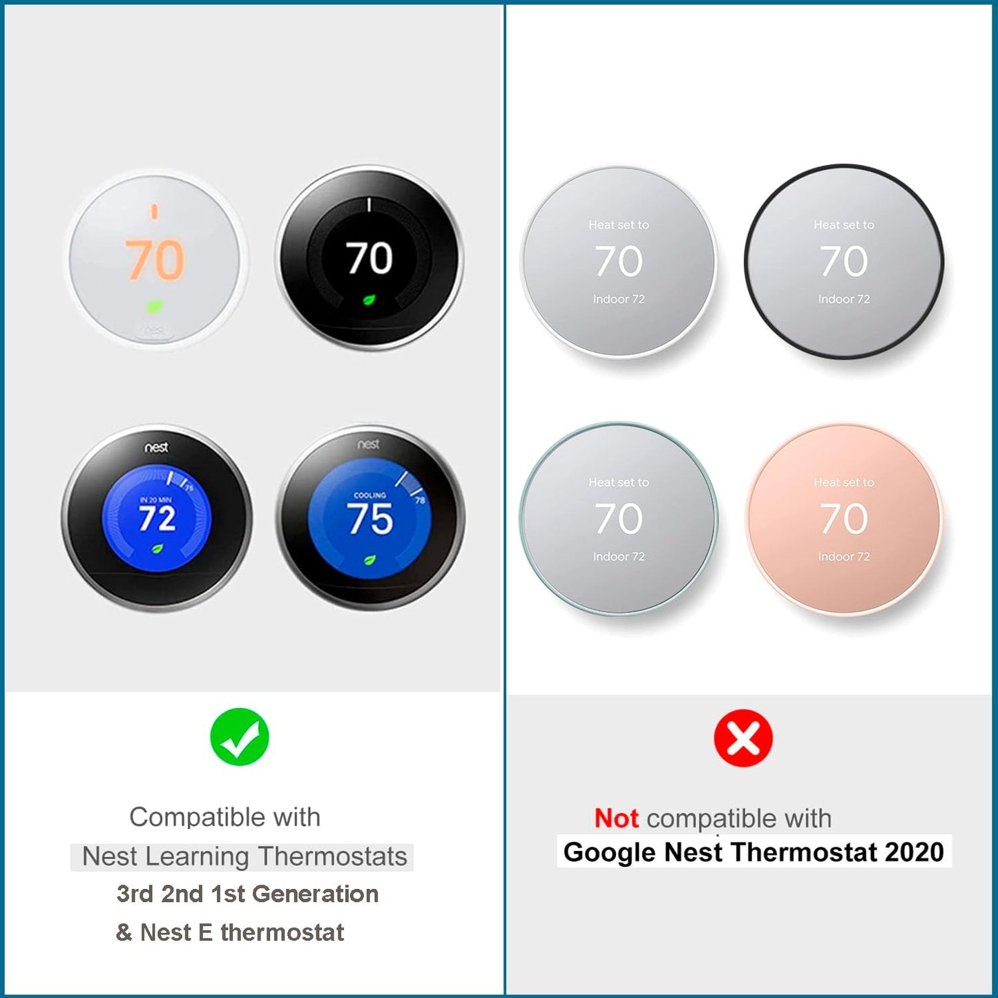 Metal Nest Learning Thermostat Wall Plate Compatible with Google Nest Learning Thermostat 3Rd /2Nd/1Stgeneration 5.9 Inch White (Nest Thermostat Not Included)