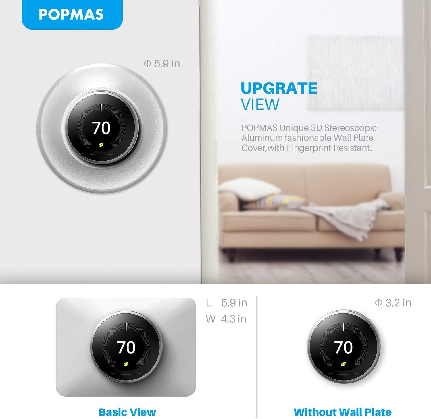 Metal Nest Learning Thermostat Wall Plate Compatible with Nest Learning Thermostat 3Rd 2Nd 1St Generation Silver (Wall Plate Only &2020 Nest Thermostat Can'T Be Used)