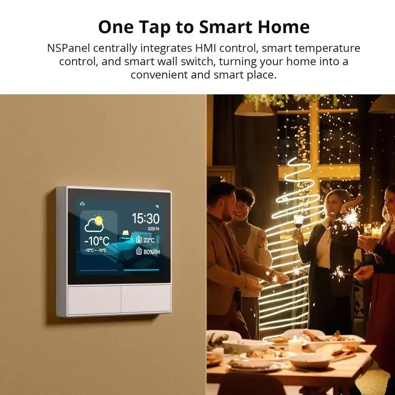 NS Panel White Smart Scene Wall Switch EU/ US Wifi Smart Thermostat Display Switch Control via Ewelink Alexa Google Home