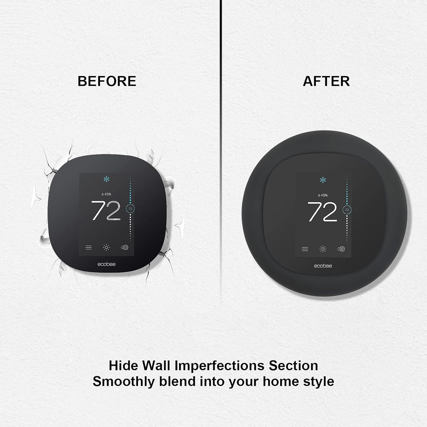 Smart Thermostat Wall Plate Bracket Cover Compatible with Ecobee3 Lite, Silicone Plate Hangers for the Wall, Dust-Proof Durable Holder for Ecobee3 Lite Smart Wi-Fi Thermostat(Black)