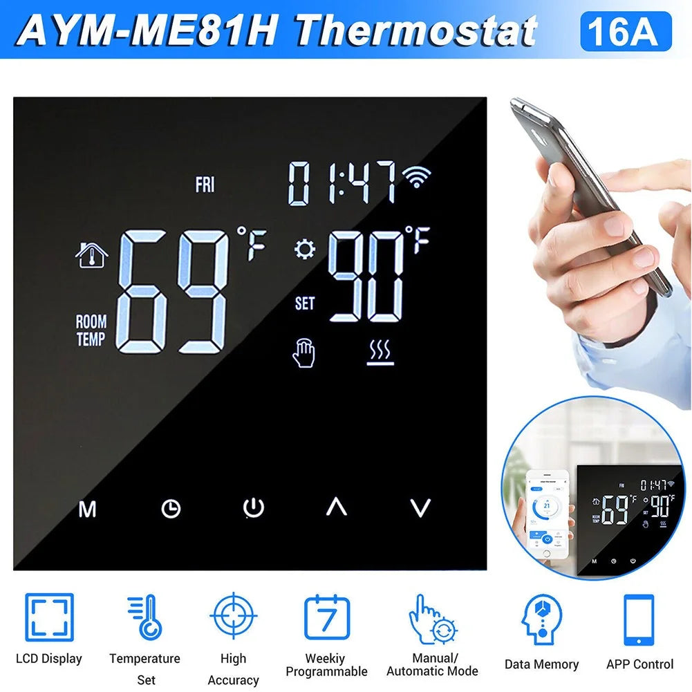 Digital Smart Thermostat Programmable Wifi Wireless Home Room Sensor App Control