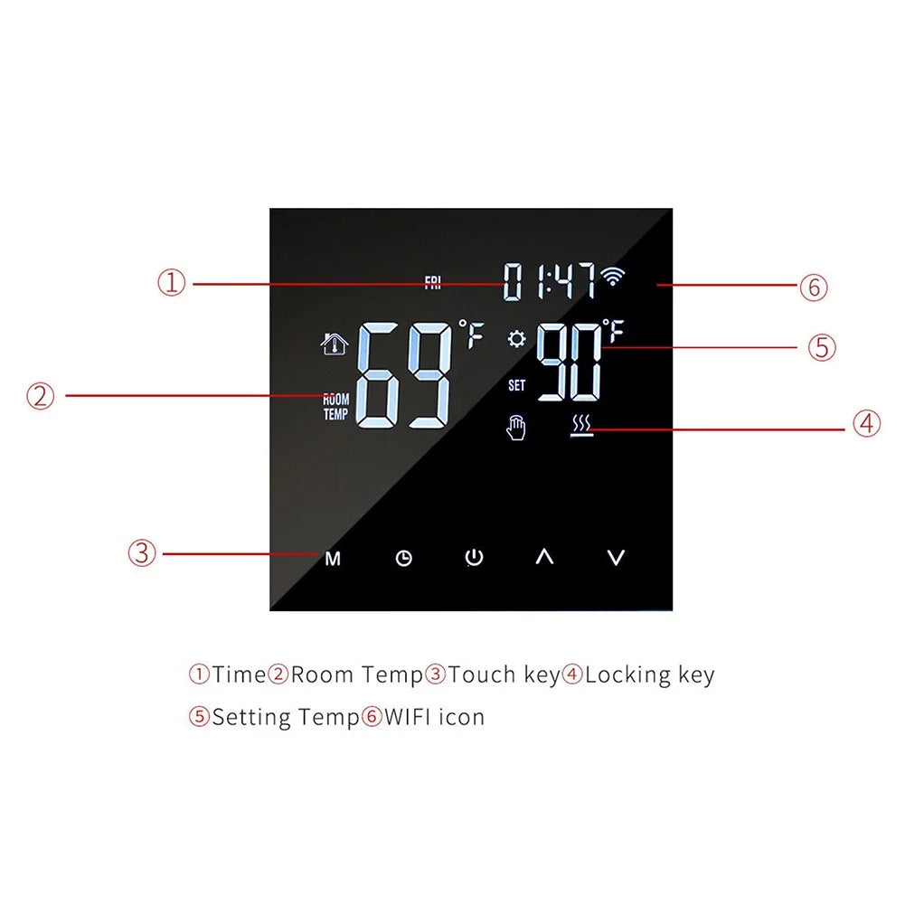 Digital Smart Thermostat Programmable Wifi Wireless Home Room Sensor App Control