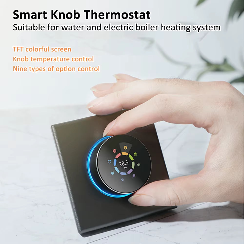 Wifi Smart Thermostat Rotary Heating Thermostat with Backlight/Temperature/Sensor/Time Temperature Calibration Adjustment