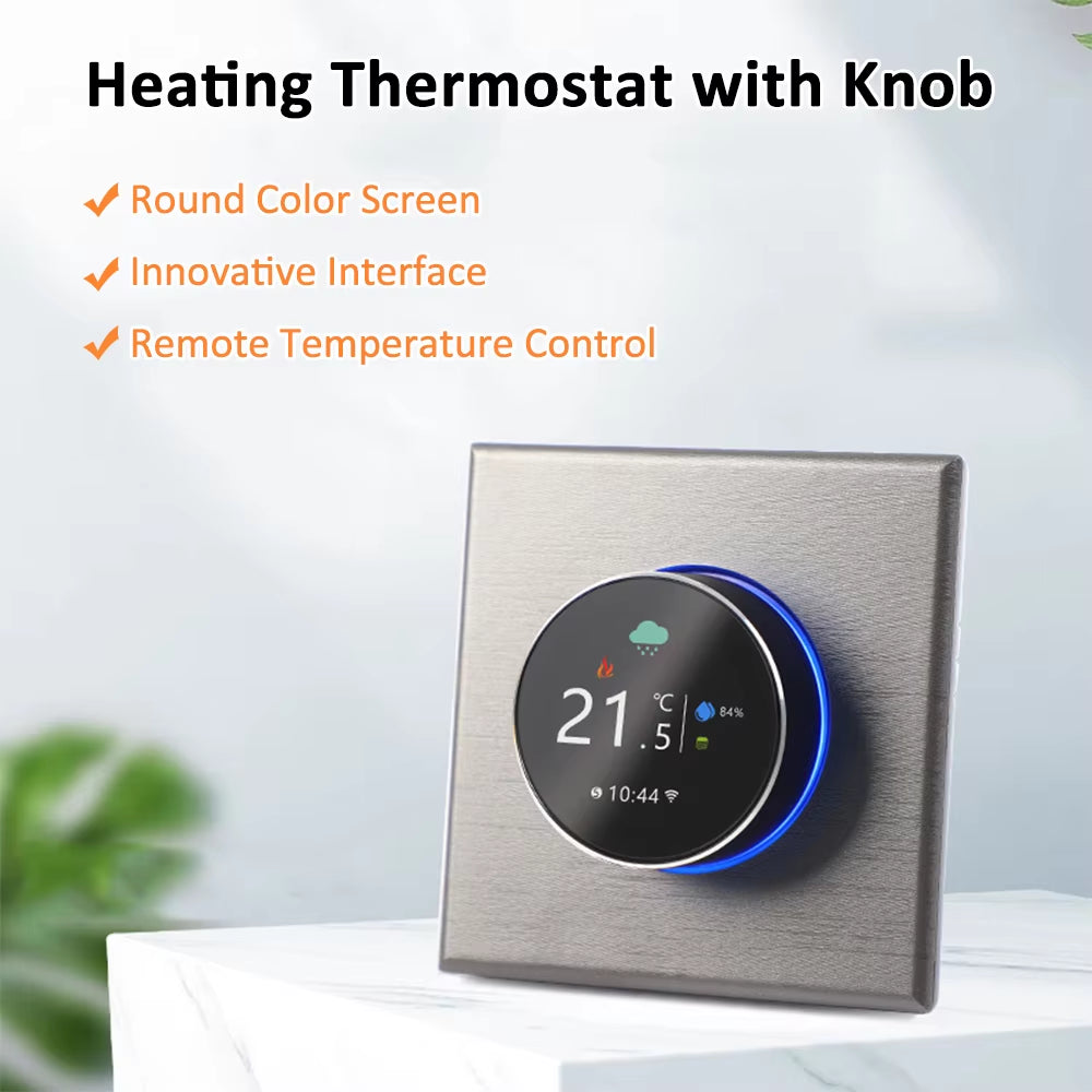 Wifi Smart Thermostat Rotary Heating Thermostat with Backlight/Temperature/Sensor/Time Temperature Calibration Adjustment