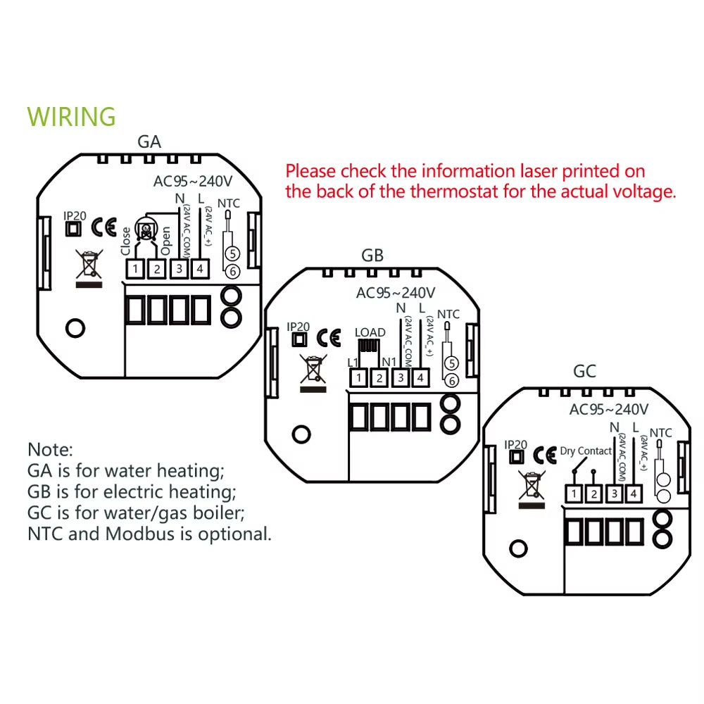 Wifi Smart Thermostat Rotary Heating Thermostat with Backlight/Temperature/Sensor/Time Temperature Calibration Adjustment